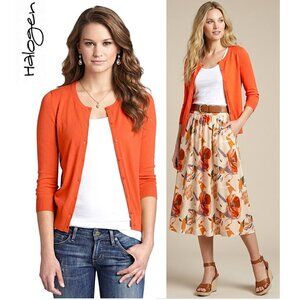 NWT!!! HALOGEN, Orange 3/4 sleeve button down cardigan
